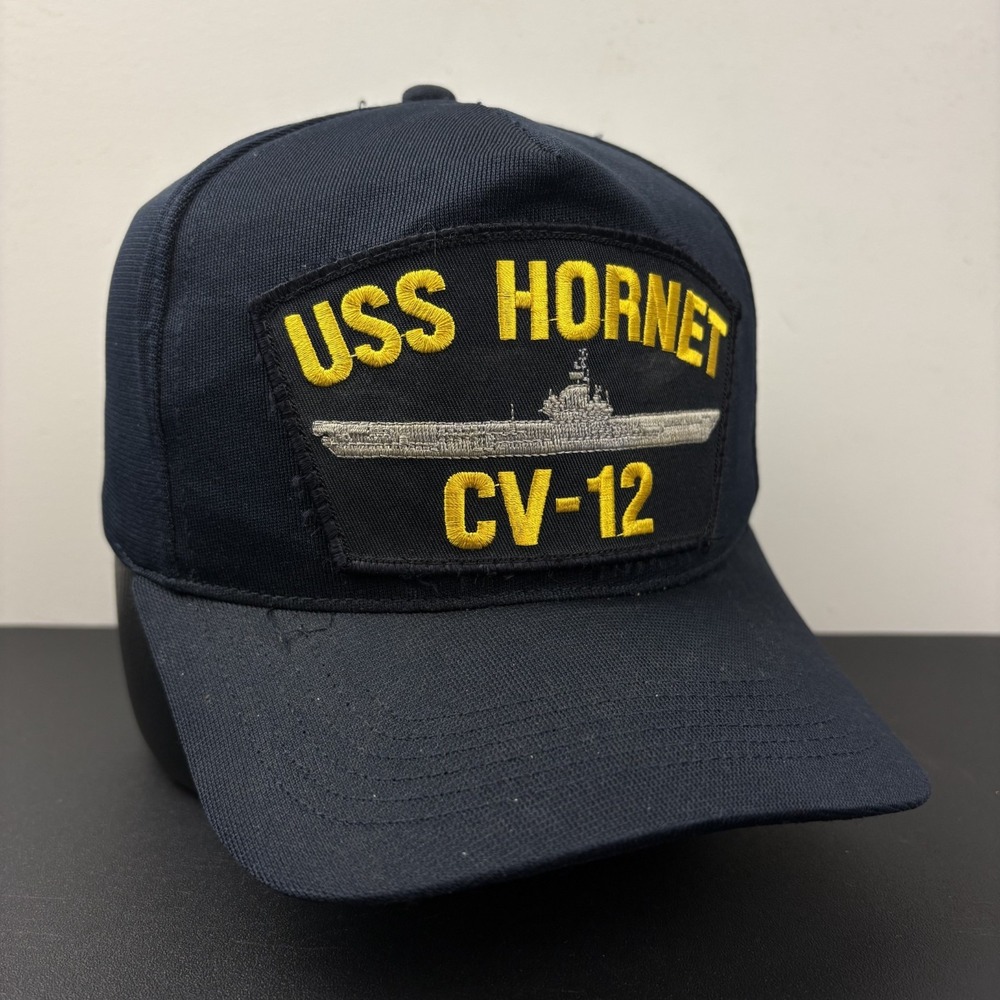 Vintage 80s 90s USS Hornet CV 12 Aircraft Carrier Snapback Hat Navy Made in USA